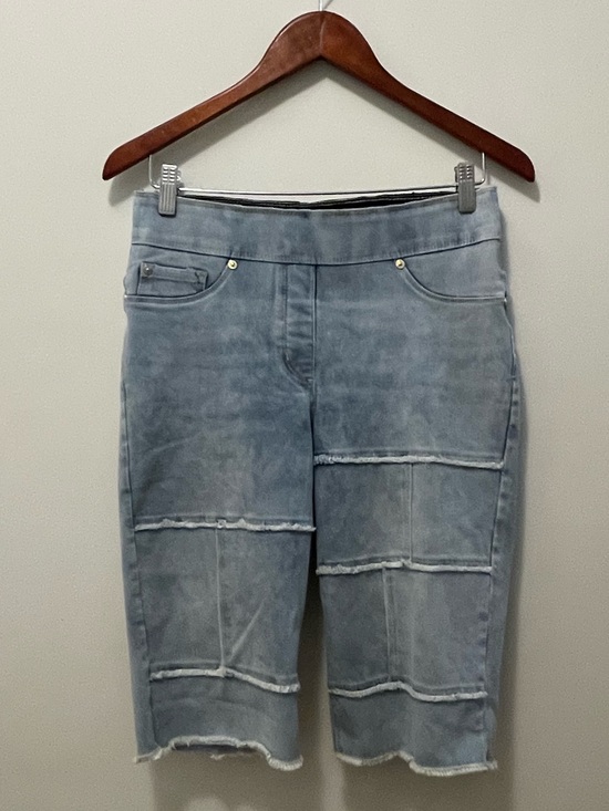 Peter Nygard Pants - Peter Nygard Light Blue Patchwork Distressed Bermuda Shorts